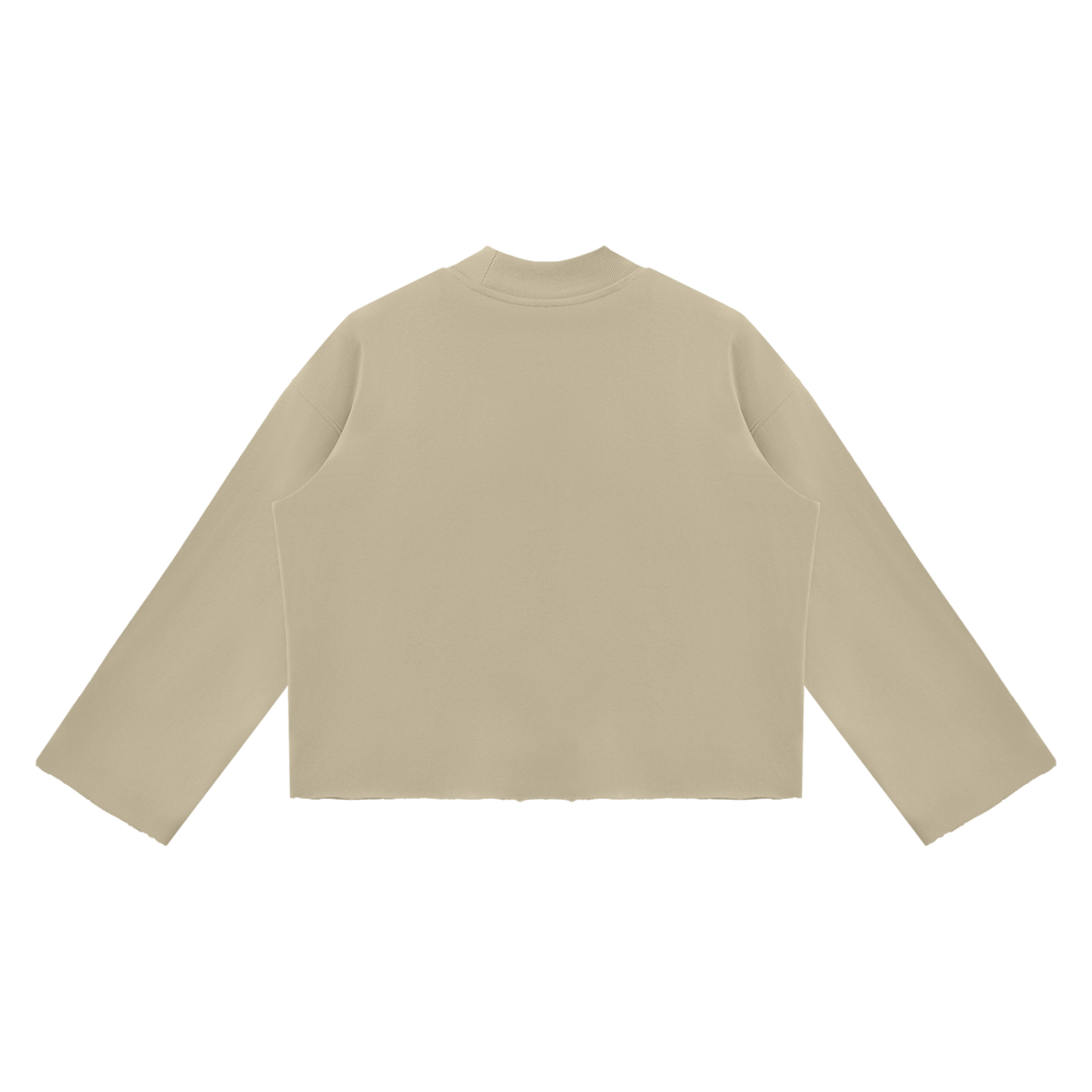 BX  Mock Neck Raw Edge Boxy Sweatshirt