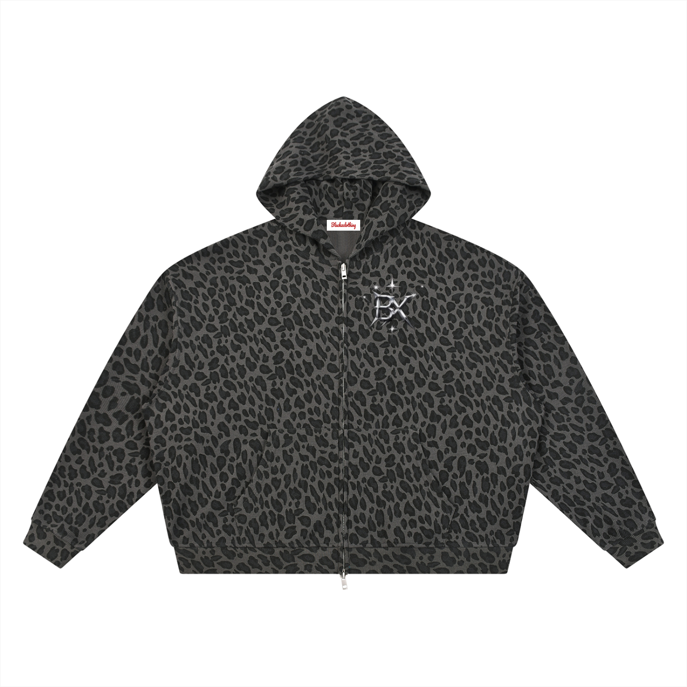 BX WASH Leopard Full Zip Hoodie