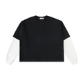 BX Layered Contrast Sleeve Cotton T-Shirt