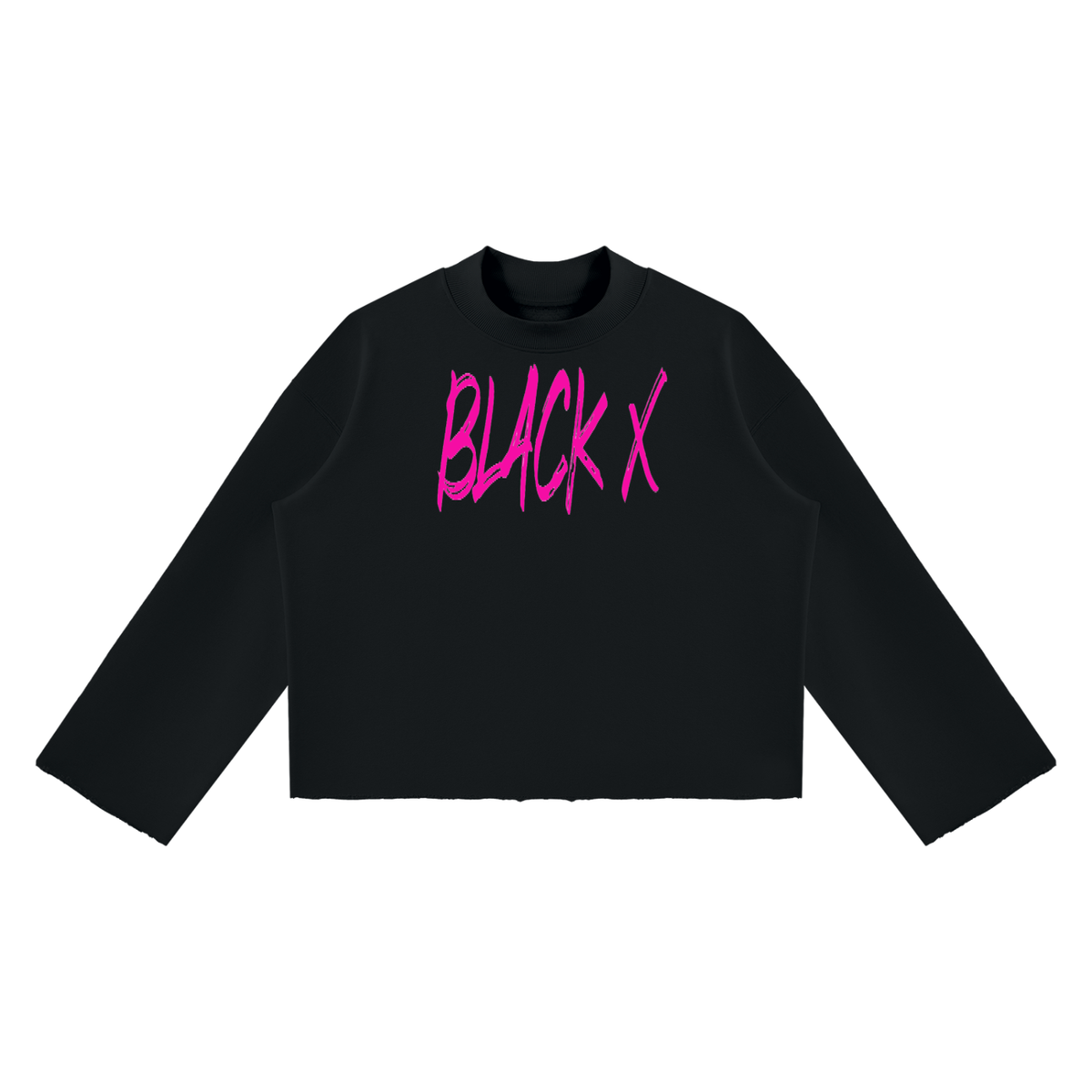 BX  Mock Neck Raw Edge Boxy Sweatshirt