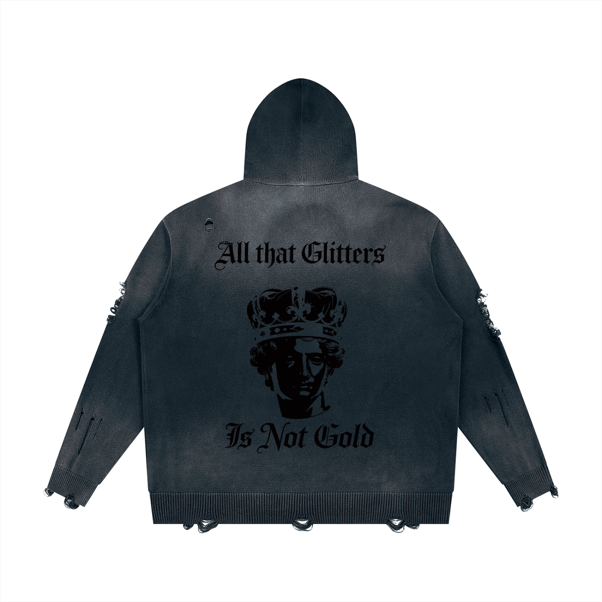 BX  Distressed Full Zip Sweater