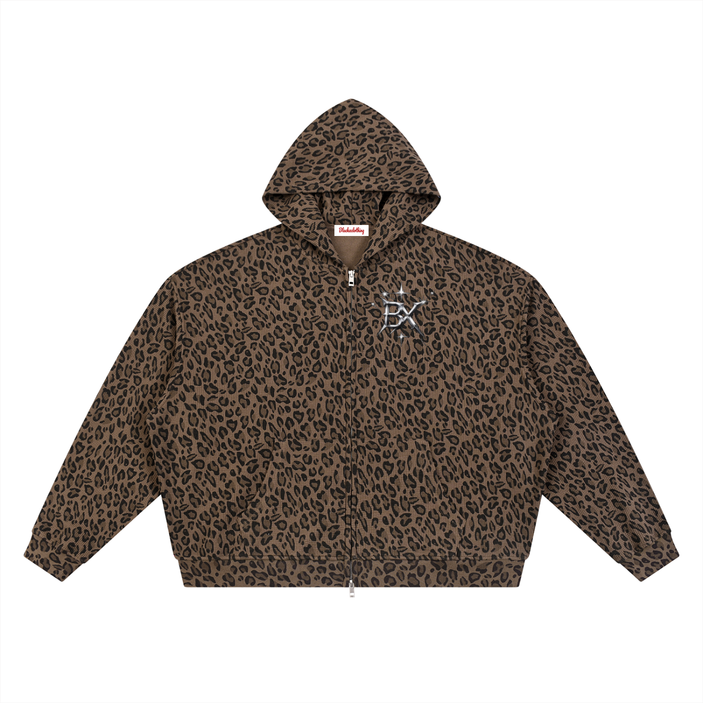 BX WASH Leopard Full Zip Hoodie