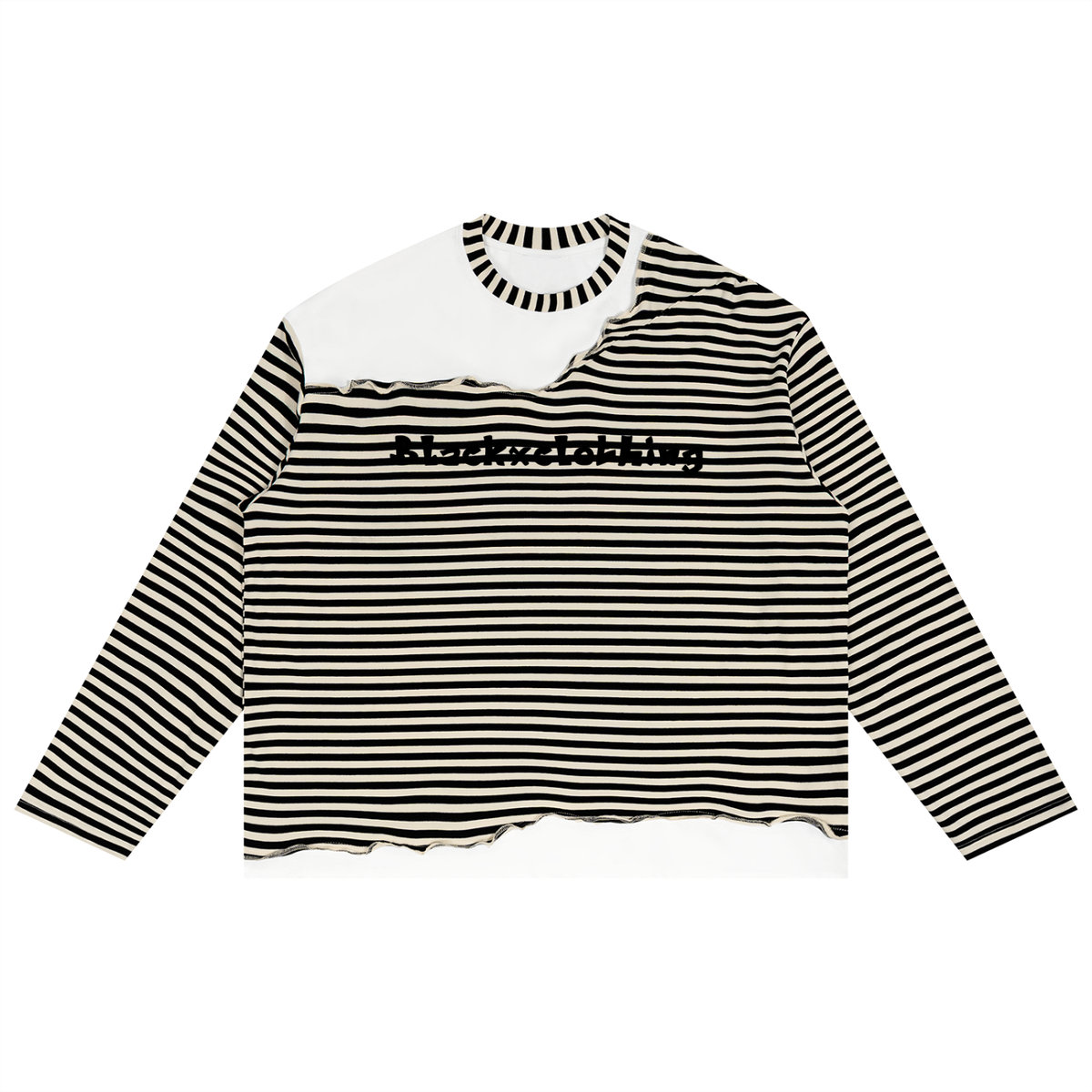 BX Striped Panel Boxy Long Sleeve T-Shirt