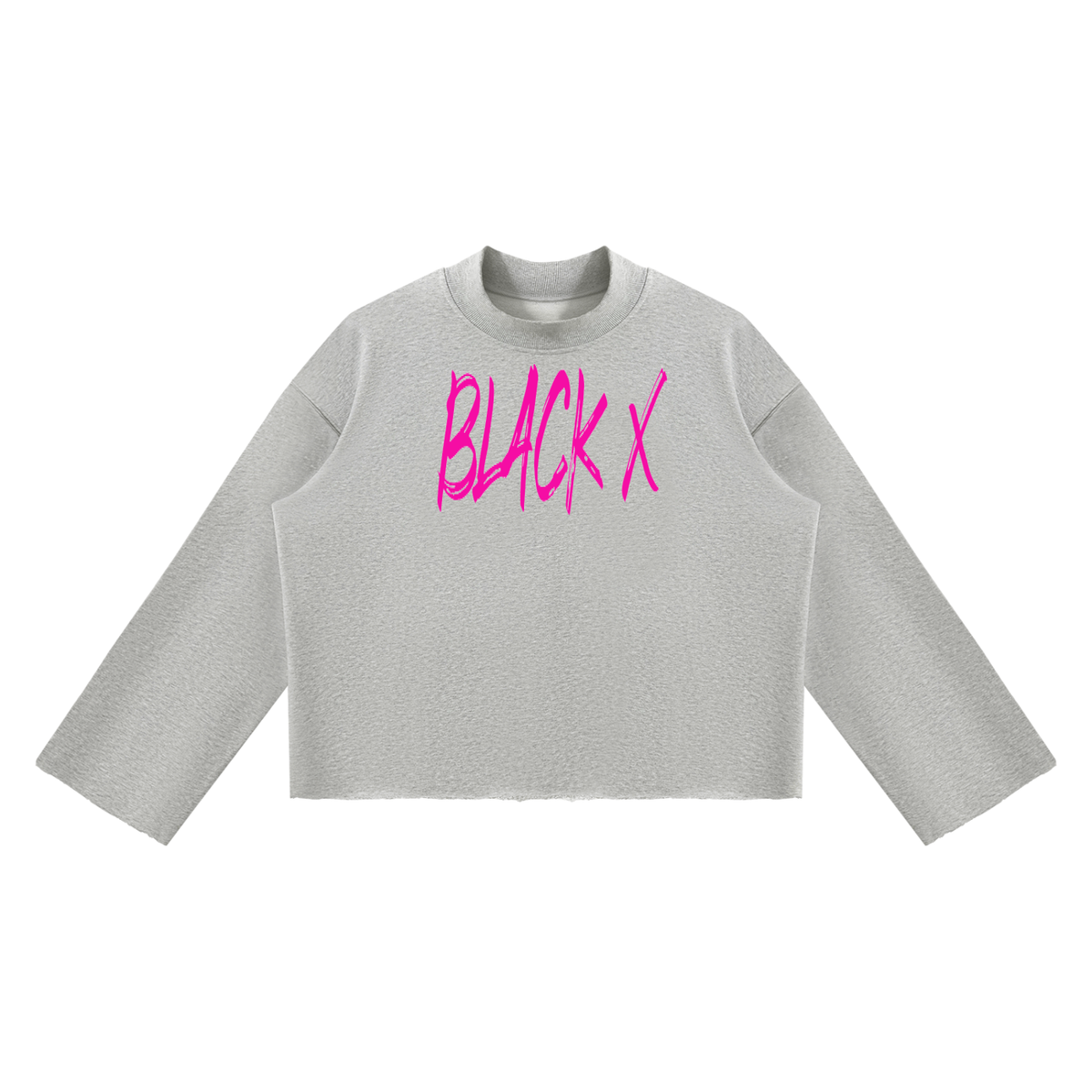 BX  Mock Neck Raw Edge Boxy Sweatshirt
