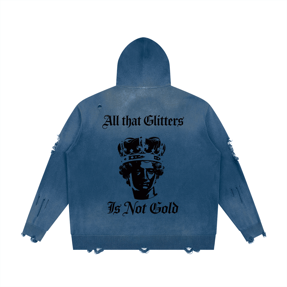 BX  Distressed Full Zip Sweater