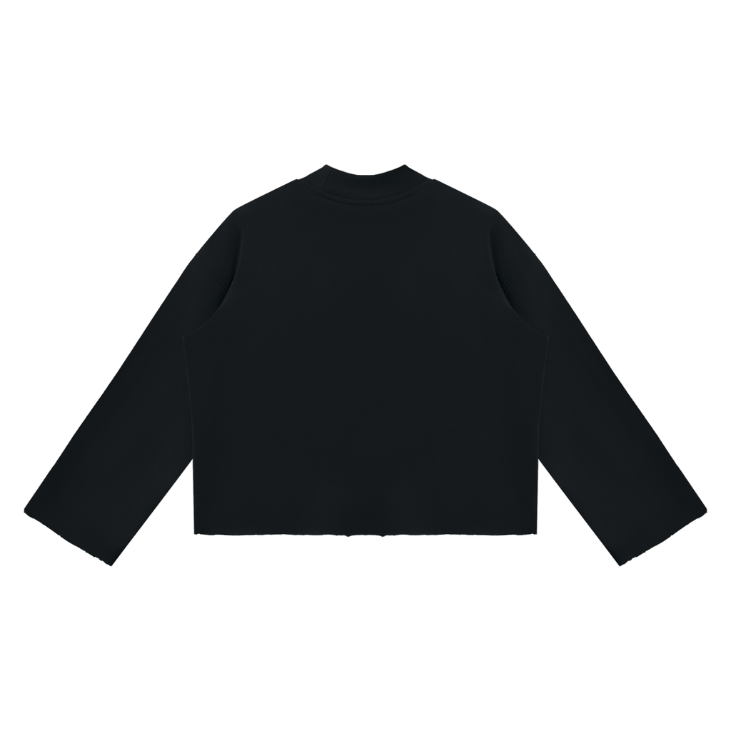 BX  Mock Neck Raw Edge Boxy Sweatshirt