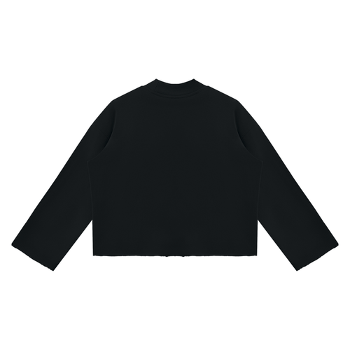 BX  Mock Neck Raw Edge Boxy Sweatshirt