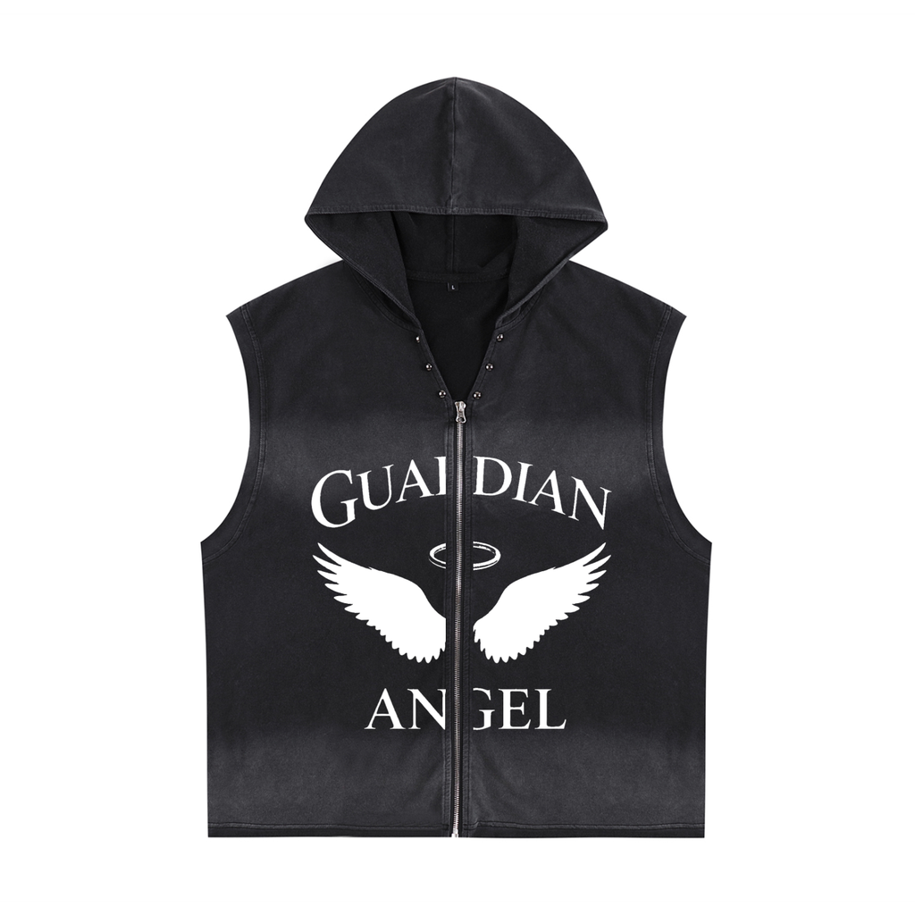 BX VINTAGE WASHED ZIP-UP HOODED TANK TOP