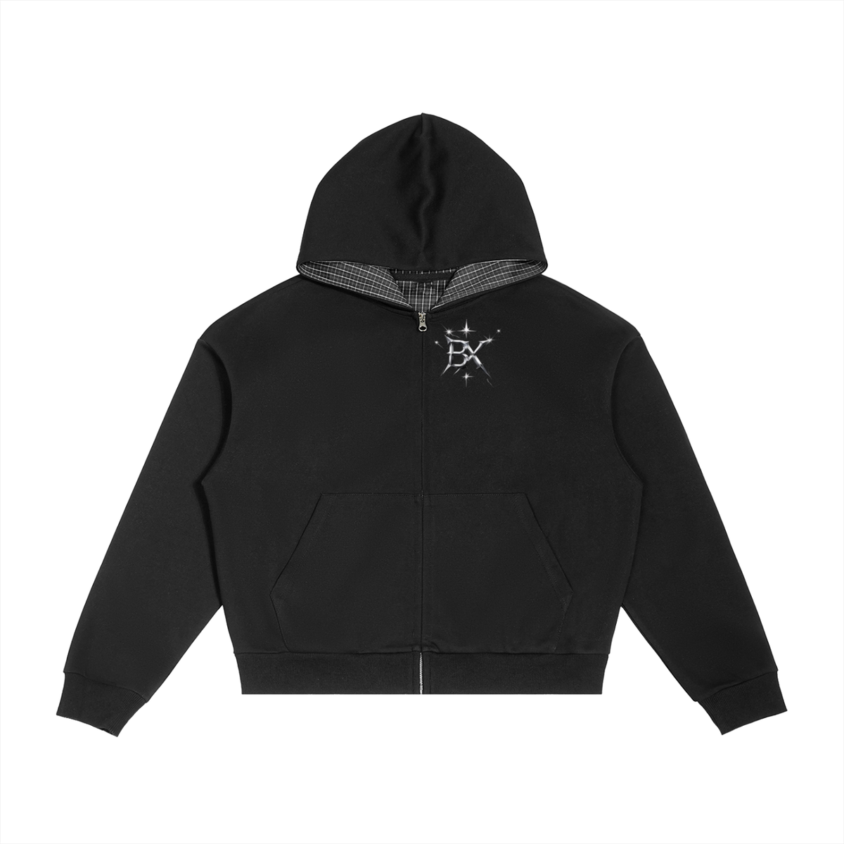 BX Plaid Boxy Zip Hoodie