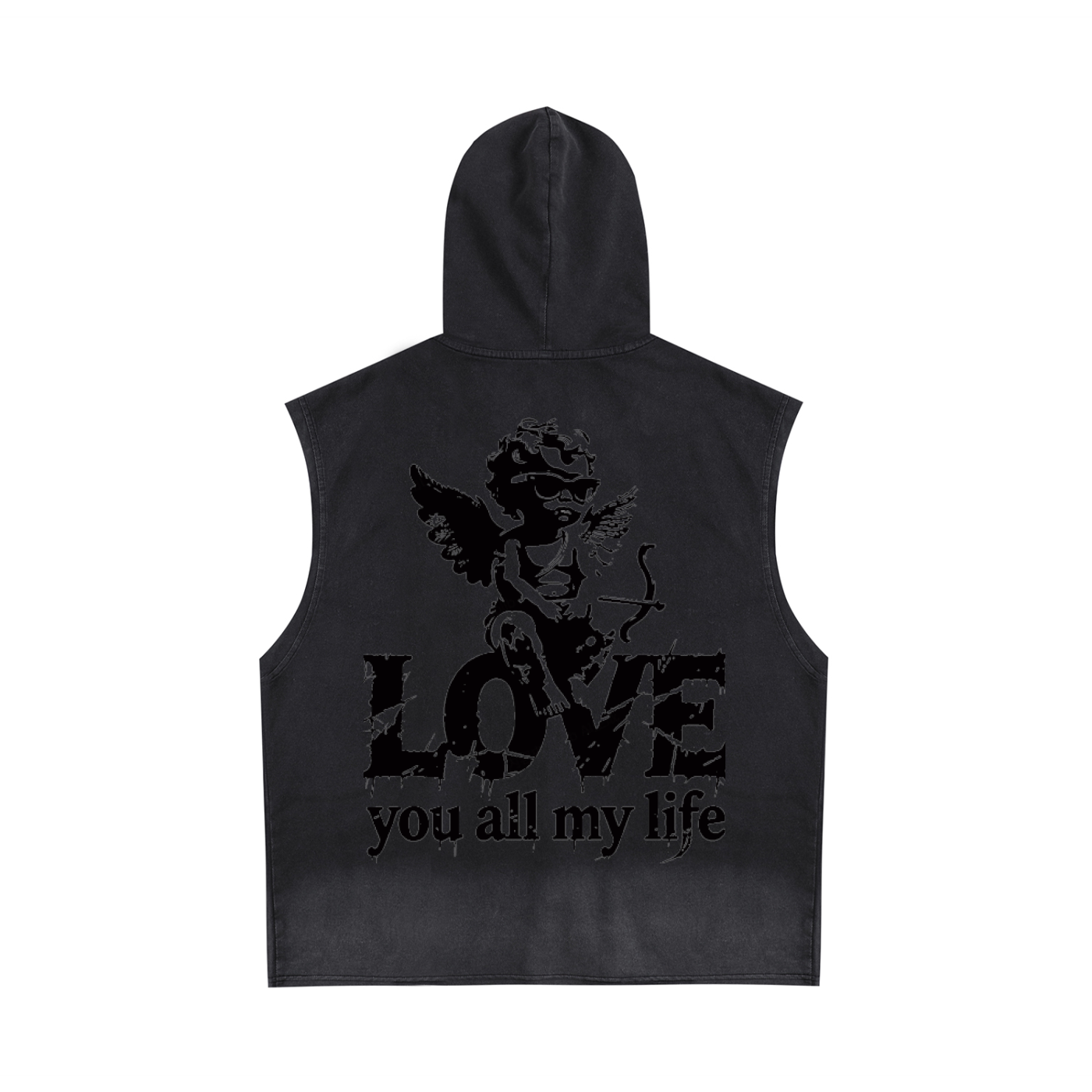 BX VINTAGE WASHED ZIP-UP HOODED TANK TOP