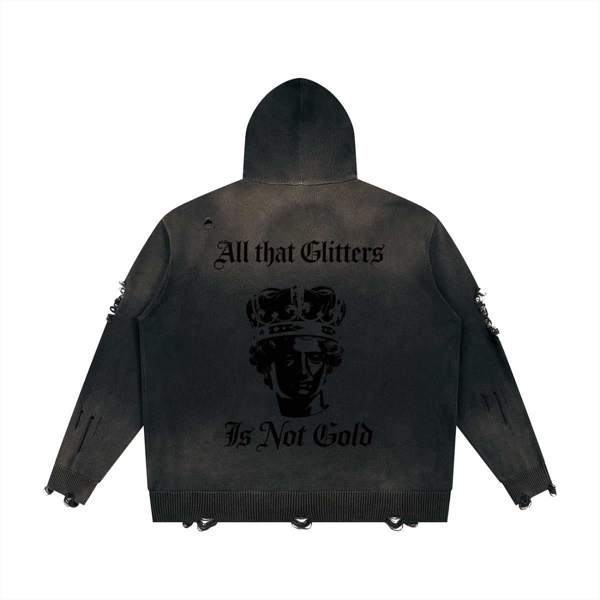 BX  Distressed Full Zip Sweater