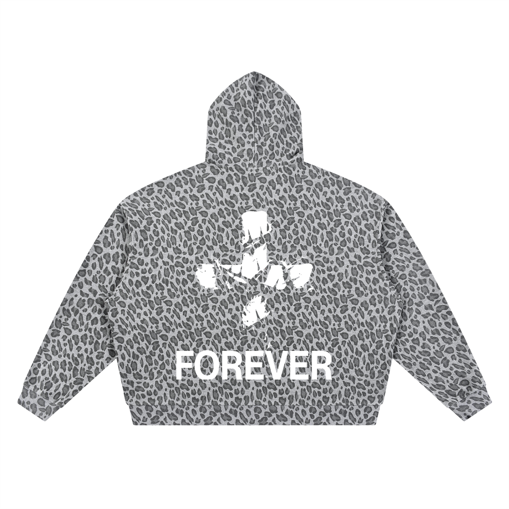 BX WASH Leopard Full Zip Hoodie