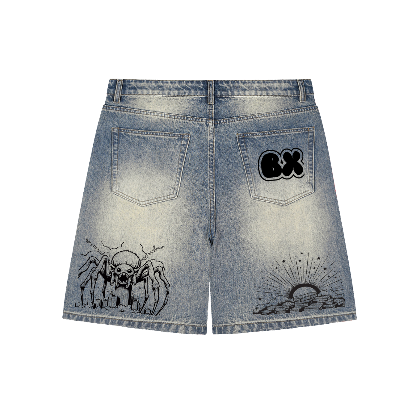 BX Faded Distressed Baggy Denim Shorts