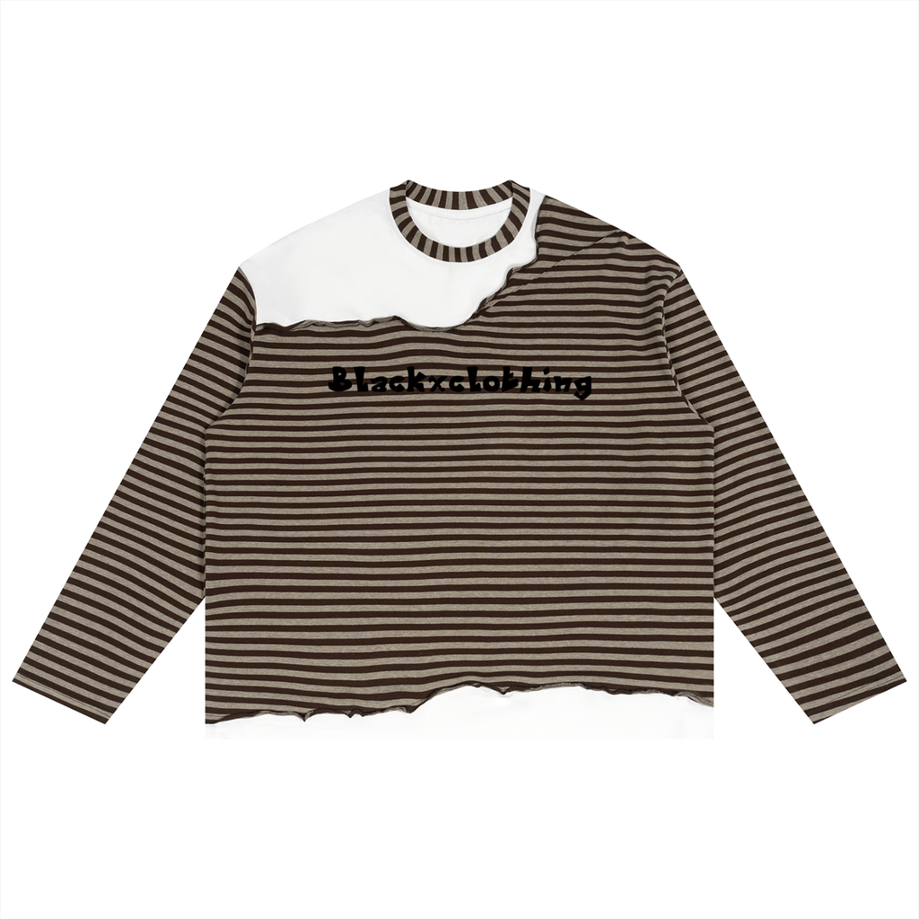BX Striped Panel Boxy Long Sleeve T-Shirt