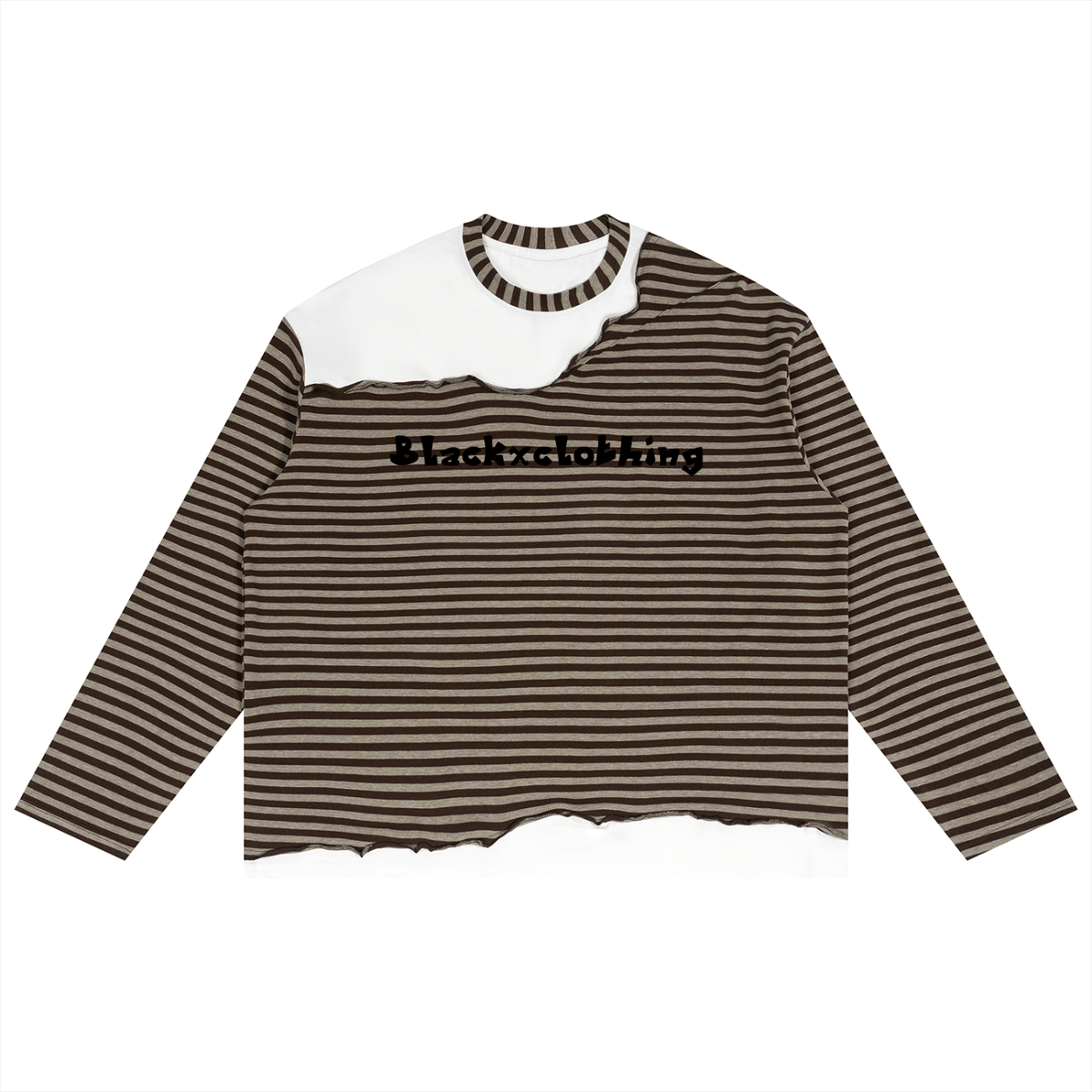 BX Striped Panel Boxy Long Sleeve T-Shirt