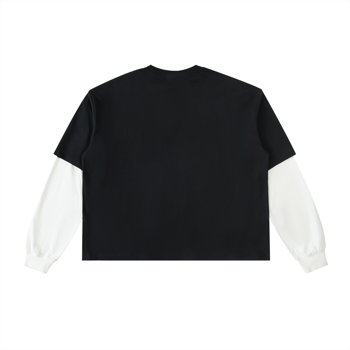 BX Layered Contrast Sleeve Cotton T-Shirt