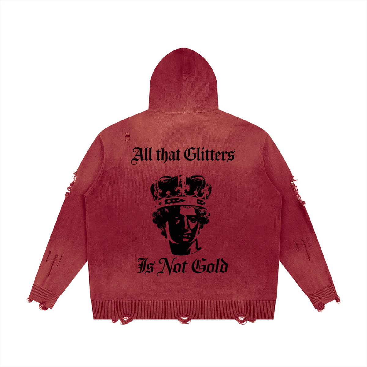 BX  Distressed Full Zip Sweater