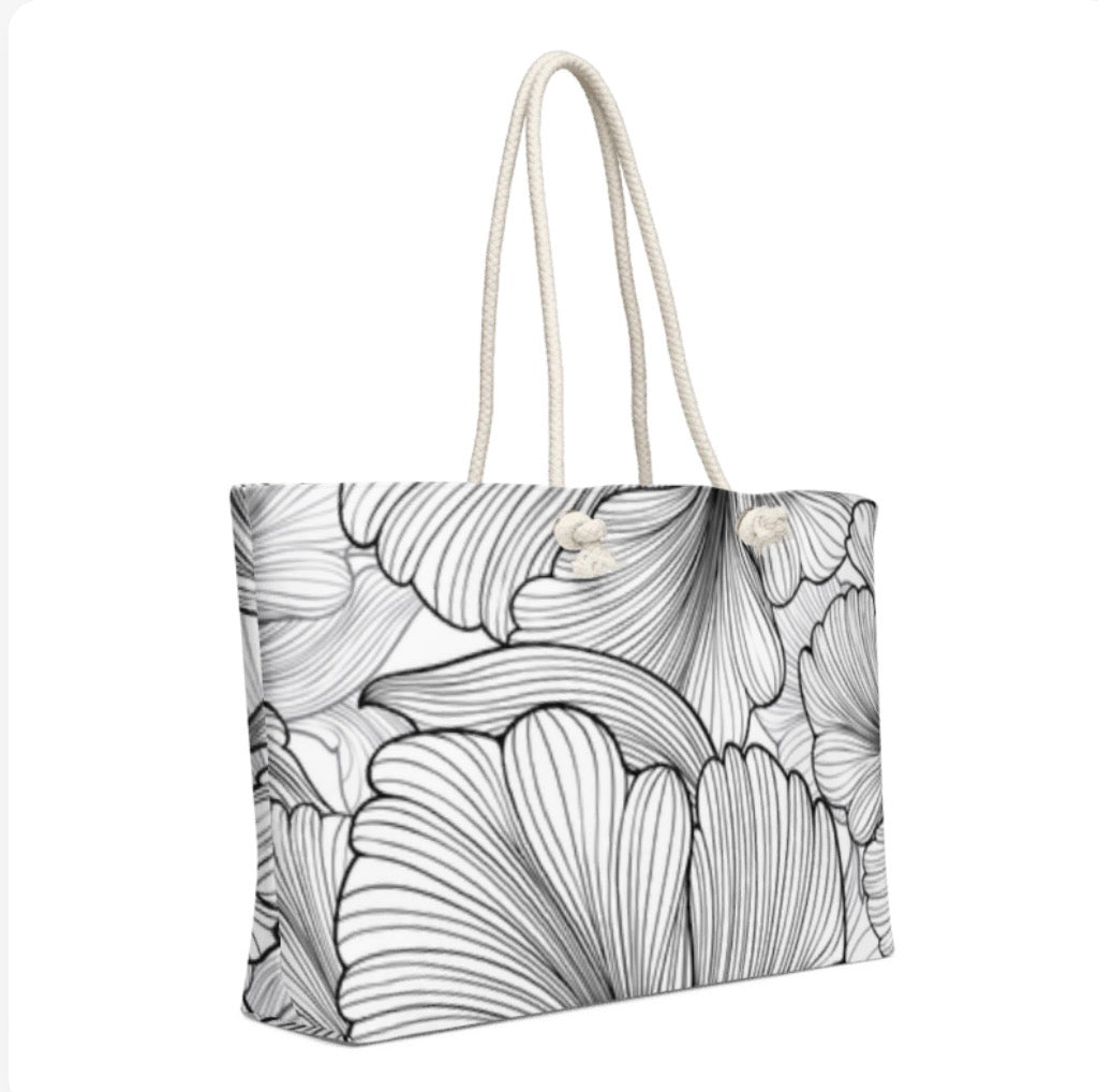 BX "Ginkgo Floral" Monochrome Tote Bag