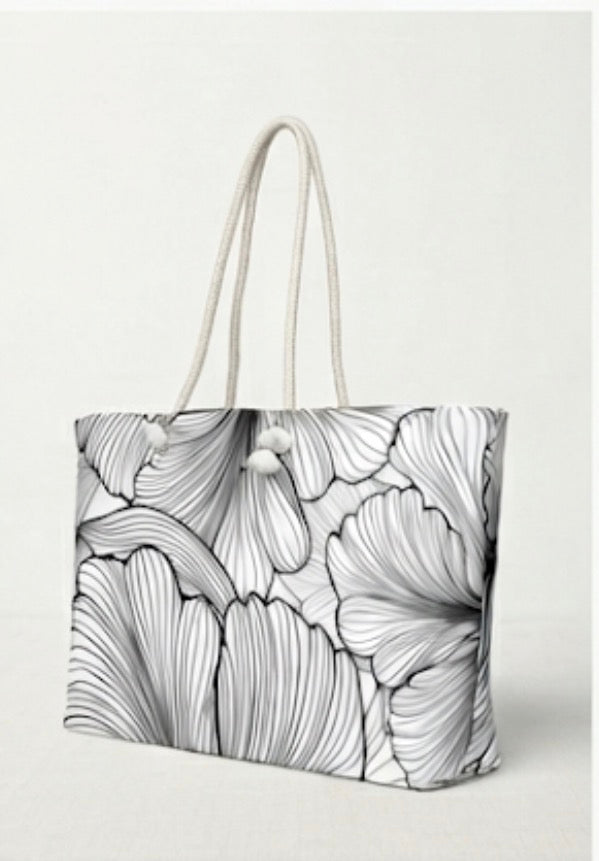 BX "Ginkgo Floral" Monochrome Tote Bag