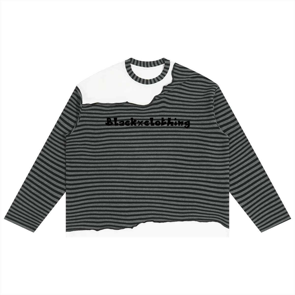 BX Striped Panel Boxy Long Sleeve T-Shirt
