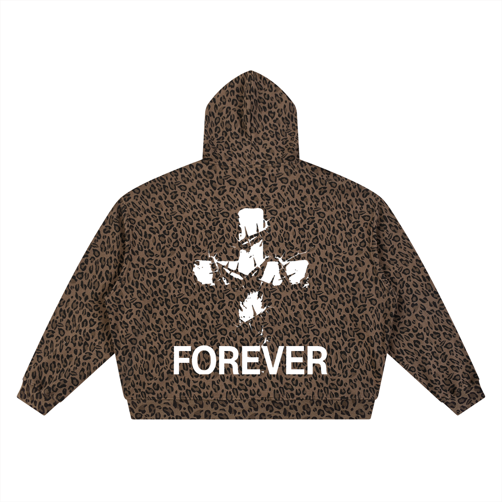 BX WASH Leopard Full Zip Hoodie