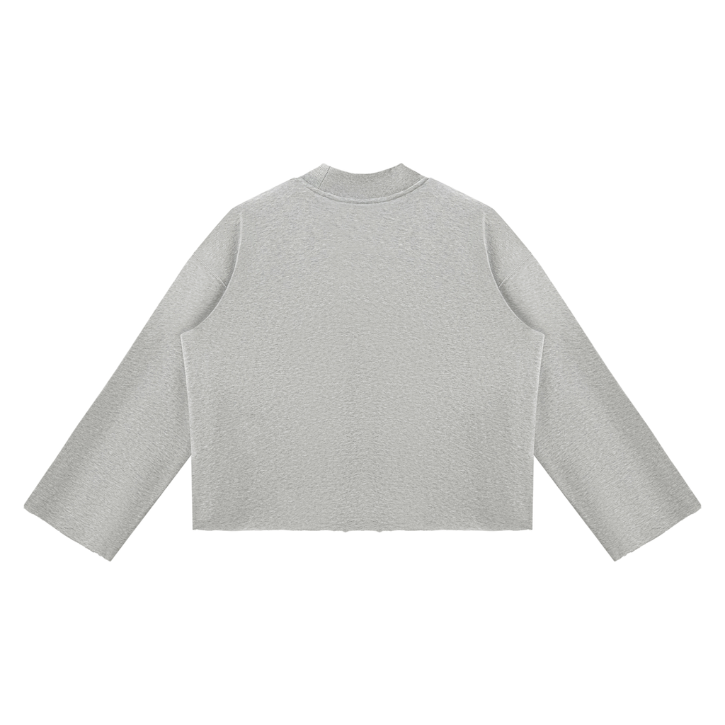 BX  Mock Neck Raw Edge Boxy Sweatshirt