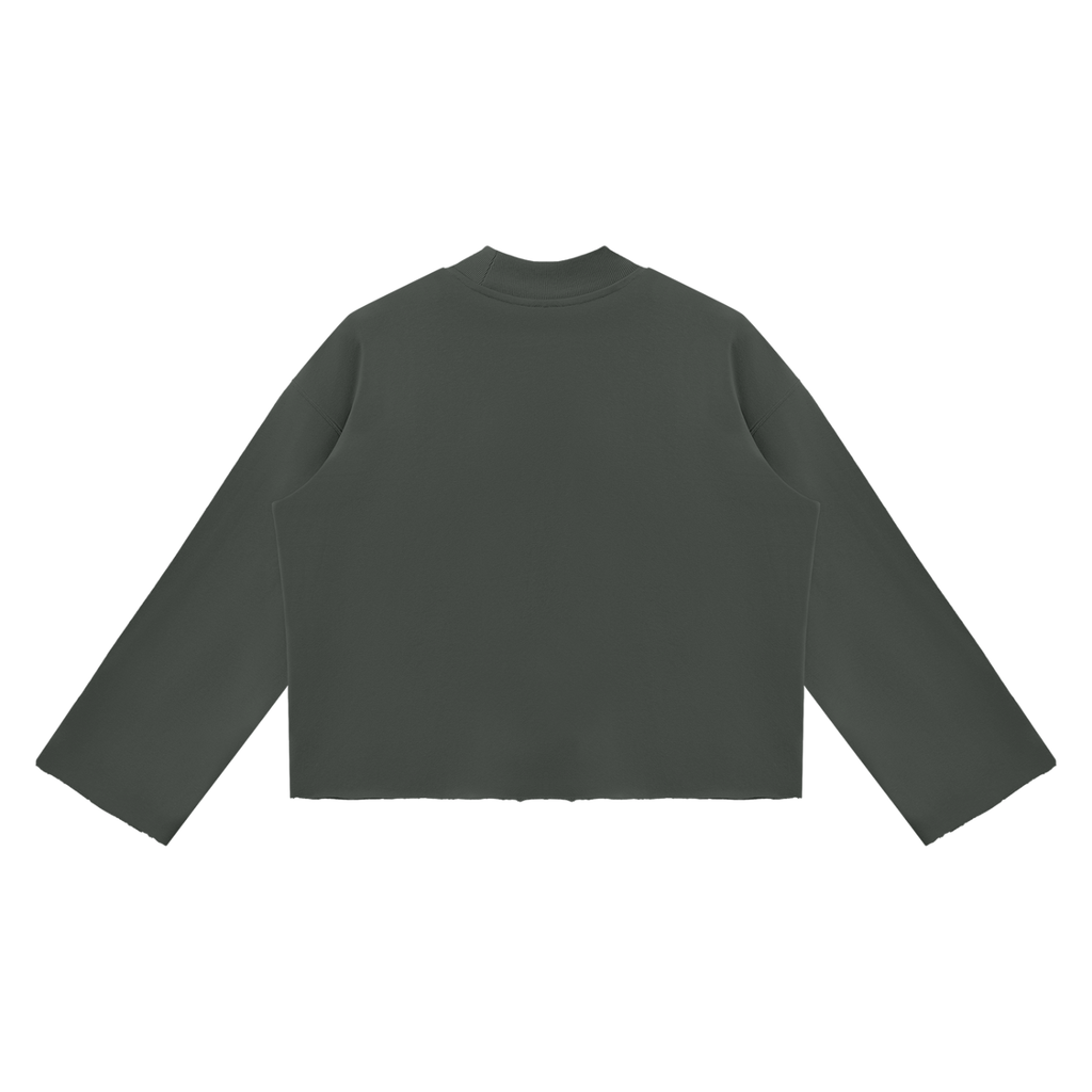 BX  Mock Neck Raw Edge Boxy Sweatshirt