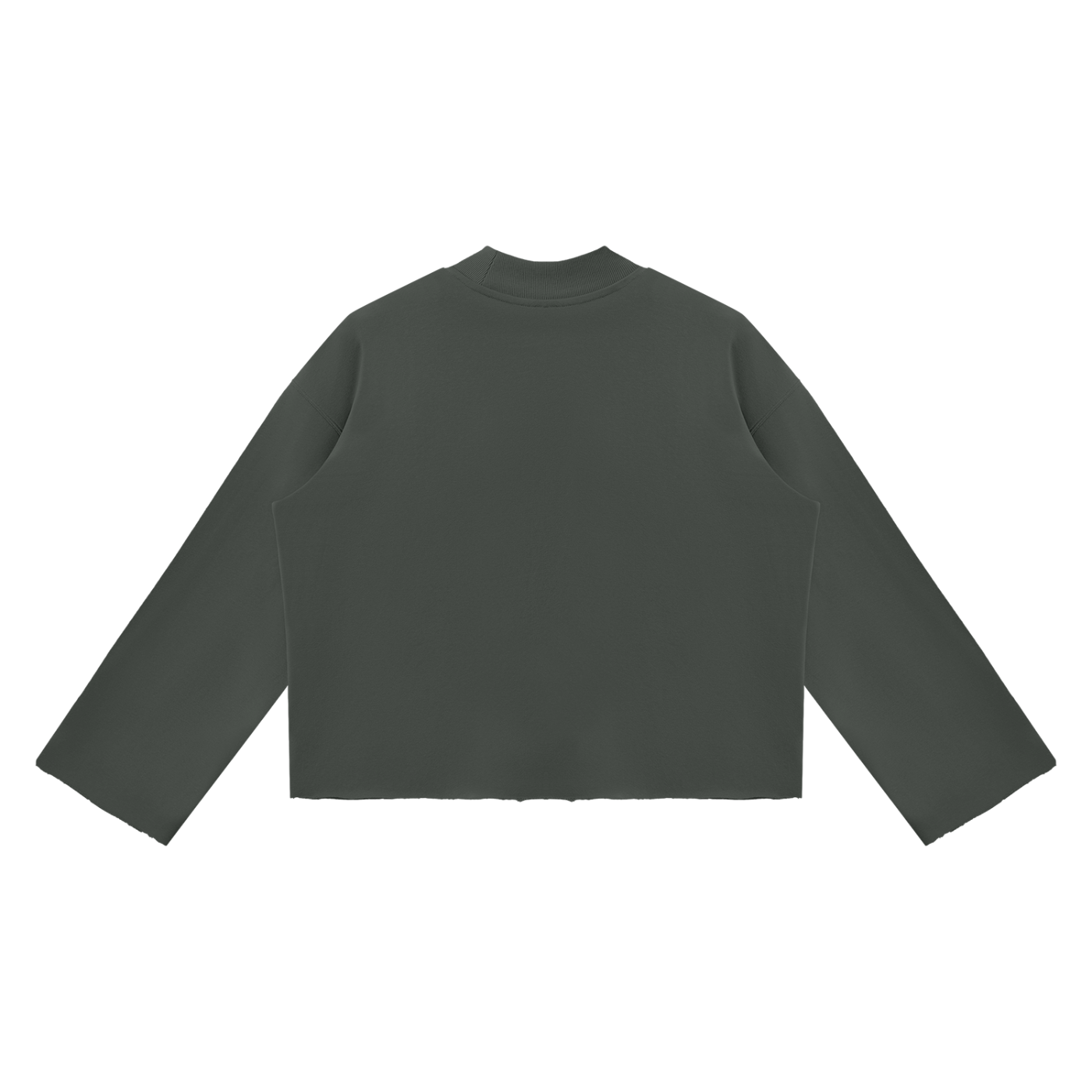 BX  Mock Neck Raw Edge Boxy Sweatshirt